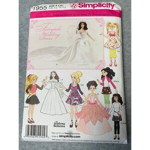 Simplicity 1955 Fairytale Wedding Dress Sewing Pattern Size Uncut 10.5" 11.5" 12